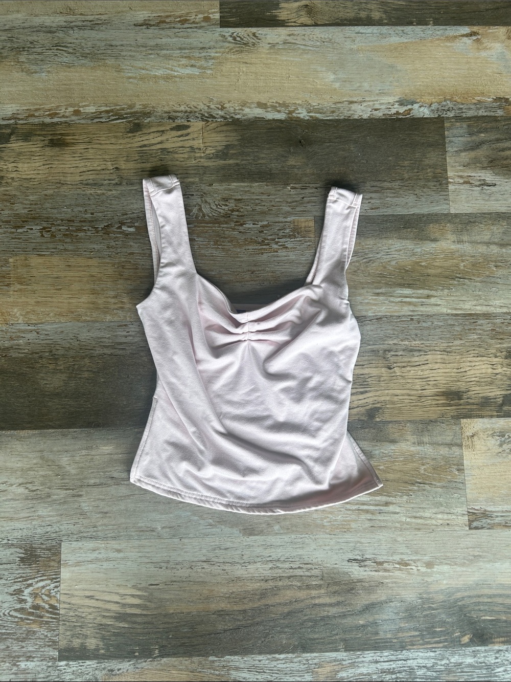 SHEIN Light Pink Ruched Sweetheart Tank Top